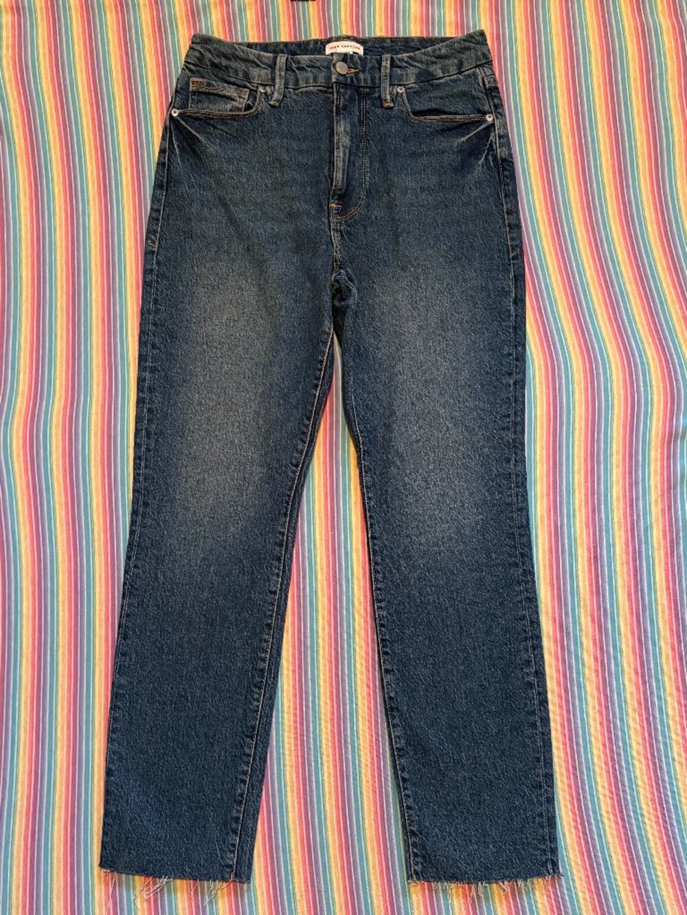 New Without Tags Good American Good Classic Raw Hem High Rise Jeans Size 8